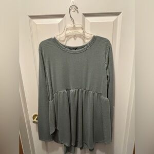 Ribbed Long Sleeve tunic top in sage Green